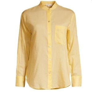 VINCE Pinstripe Silk Blend Button Down Shirt Size XS